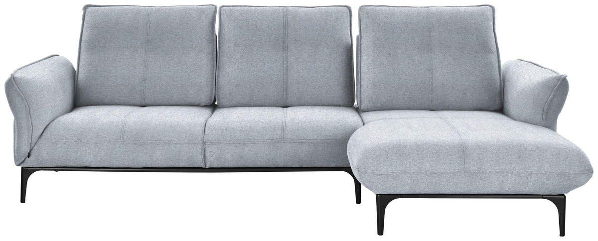 ECKSOFA in Webstoff Hellgrau  - Hellgrau/Schwarz, Natur, Textil (277/182cm) - Valnatura