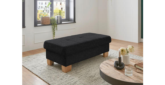 ECKSOFA in Flachgewebe Schwarz  - Wildeiche/Schwarz, Natur, Holz/Textil (243/301cm) - Voleo