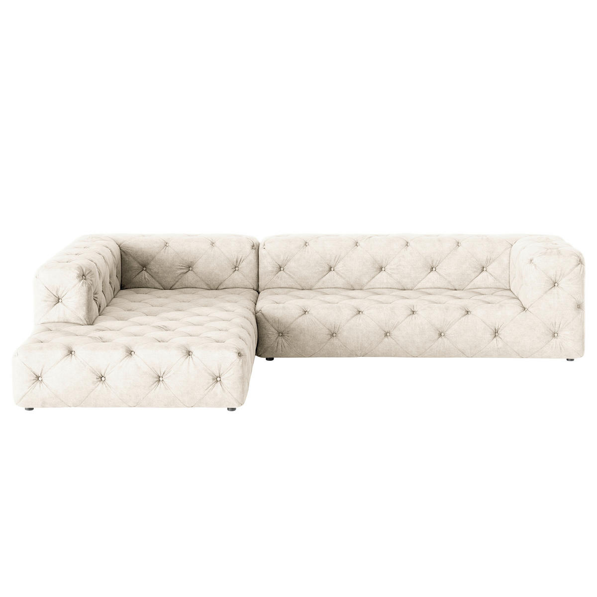 ECKSOFA Mikrofaser Creme  - Creme/Schwarz, Design, Kunststoff/Textil (228/325cm) - P & B