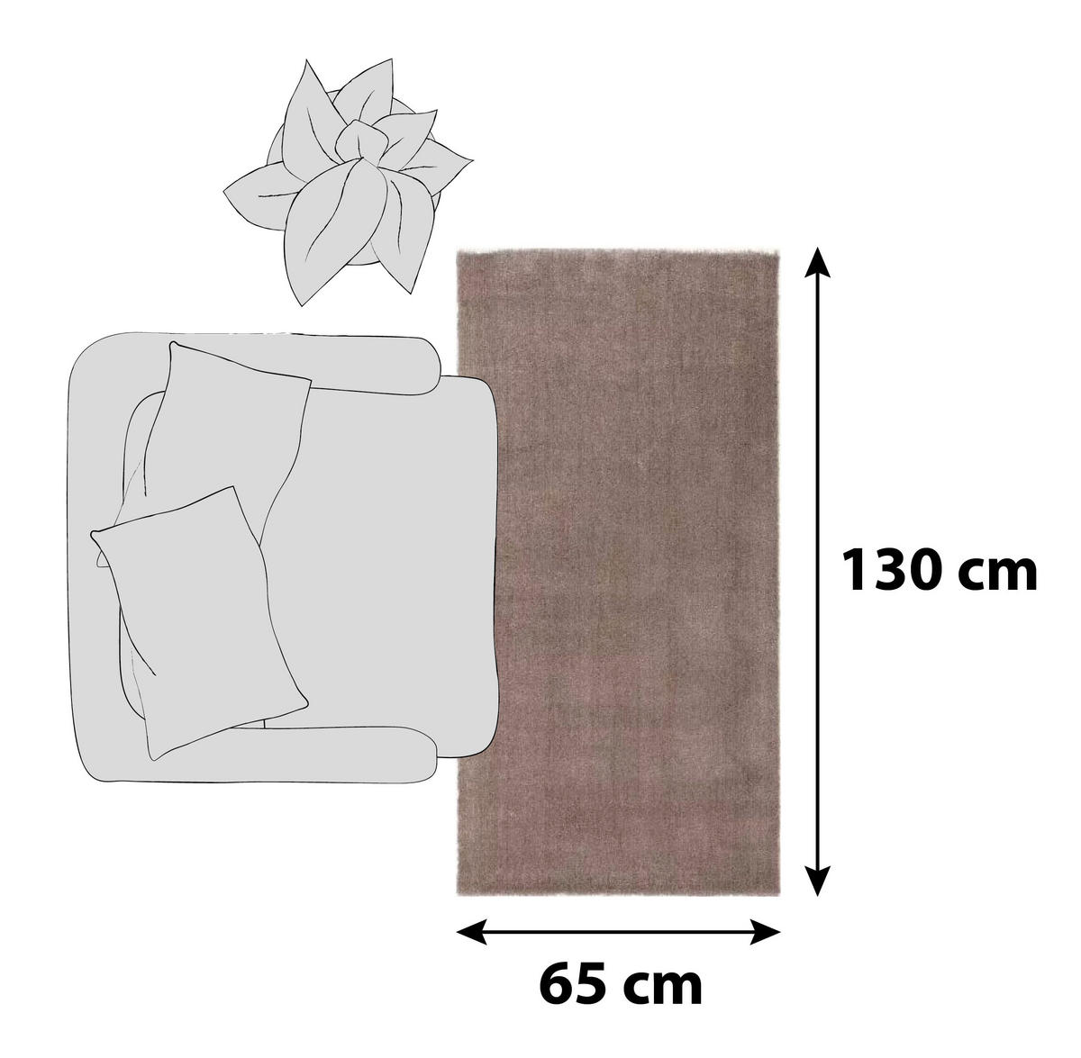 HOCHFLORTEPPICH 65/130 cm Royal Shaggy Hellbraun  - Hellbraun, Basics, Textil (65/130cm) - Novel