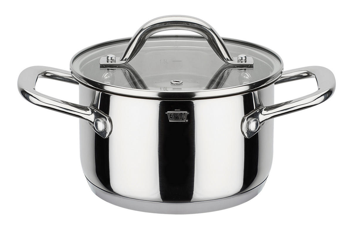 KOCHTOPFSET MERAN 4-teilig  - Klar/Edelstahlfarben, Basics, Glas/Metall - GSW