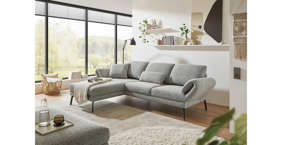 ECKSOFA  in Flachgewebe Blaugrau  175-224/255-365 cm  - Blaugrau/Schwarz, Design, Textil/Metall (175-224/255-365cm) - Dieter Knoll