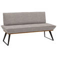 SITZBANK 180/87/64 cm Webstoff Schwarz, Eichefarben, Hellbraun Eiche massiv Metall  - Hellbraun/Eichefarben, Design, Holz/Textil (180/87/64cm) - Voleo