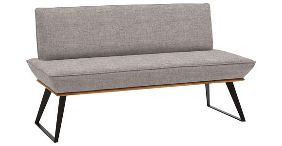 SITZBANK 180/87/64 cm Webstoff Schwarz, Eichefarben, Hellbraun Eiche massiv Metall - Hellbraun/Eichefarben, Design, Holz/Textil (180/87/64cm) - Voleo