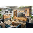 WOHNWAND  in Eichefarben  320/205,7/53,7 cm  - Eichefarben/Schwarz, Natur, Glas/Holz (320/205,7/53,7cm) - Valnatura