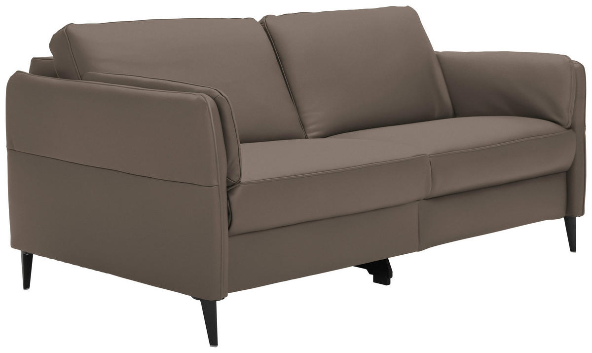 3-SITZER-SOFA in Echtleder Braun  - Schwarz/Braun, Design, Leder/Metall (190/84/99cm) - Dieter Knoll
