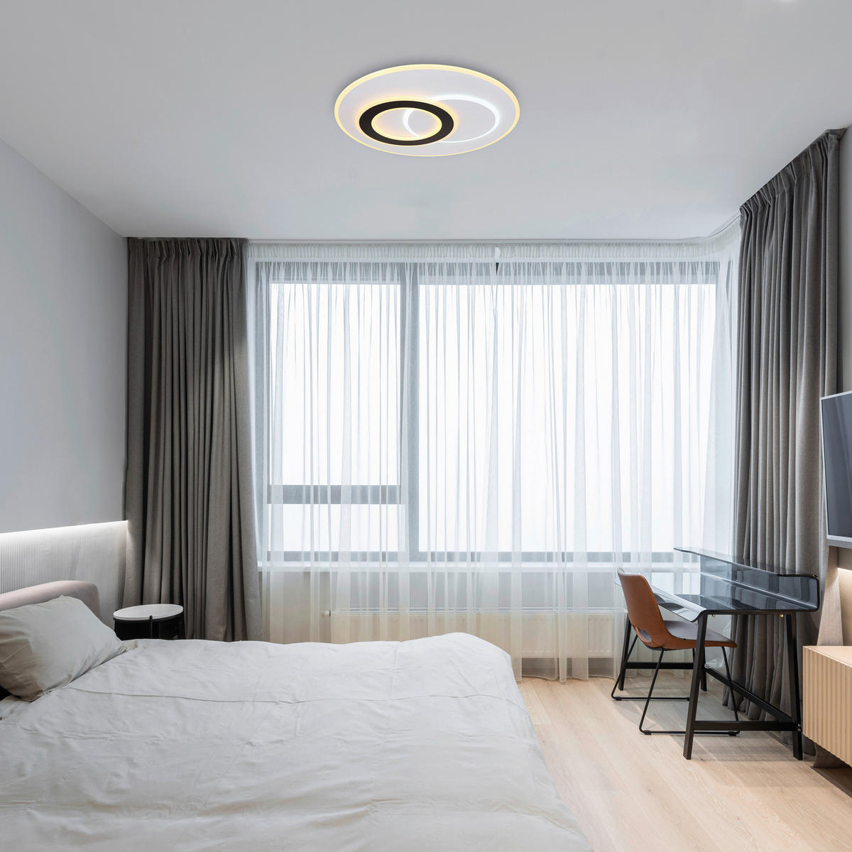 LED-DECKENLEUCHTE 70/5,9 cm    - Opal/Schwarz, Design, Kunststoff/Metall (70/5,9cm)