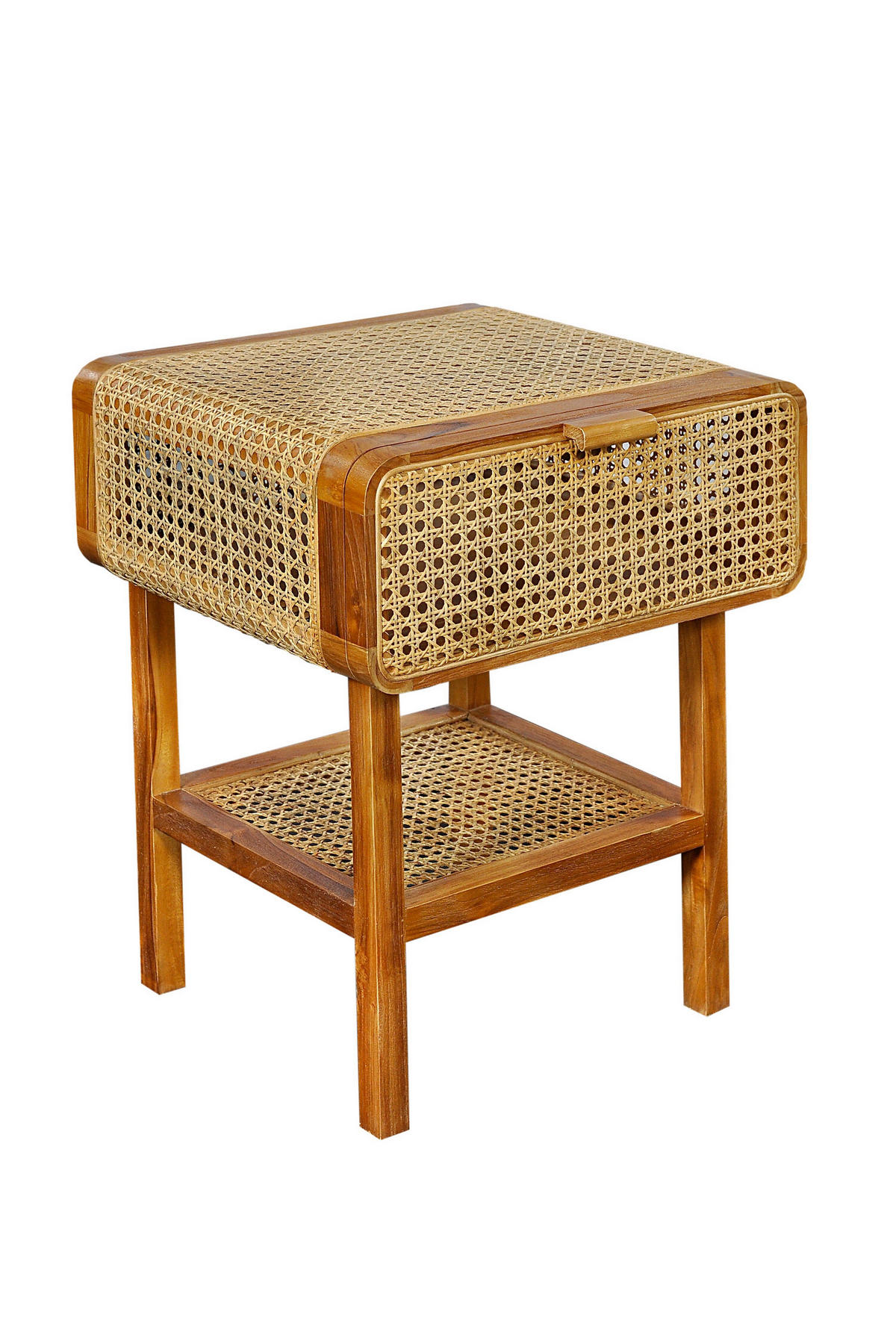 NACHTSCHRANK 48/60/45 cm Rattan, Teakholz massiv  - Naturfarben, Basics, Holz (48/60/45cm) - Livetastic