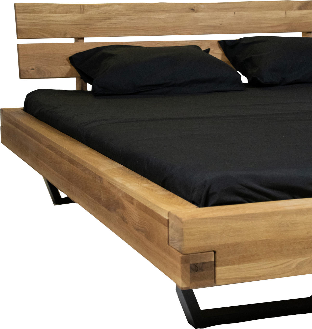 BALKENBETT 140/200 cm  in Eichefarben   - Eichefarben/Schwarz, Natur, Holz/Metall (140/200cm) - Carryhome
