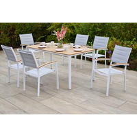 GARTENTISCHGRUPPE beschichtet Aluminium  - Naturfarben/Weiß, KONVENTIONELL, Kunststoff/Textil - Gardenson