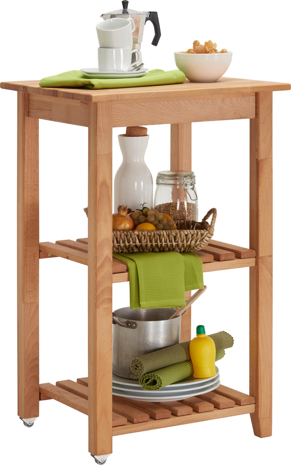 SERVIERWAGEN Buche massiv Buchefarben  - Buchefarben, Trend, Holz/Kunststoff (53/85/46cm) - Carryhome