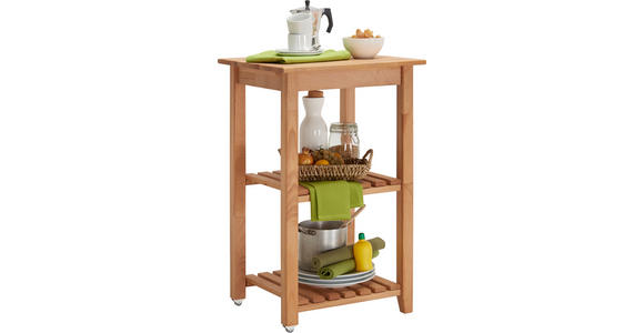 SERVIERWAGEN Buche massiv Buchefarben - Buchefarben, Trend, Holz/Kunststoff (53/85/46cm) - Carryhome