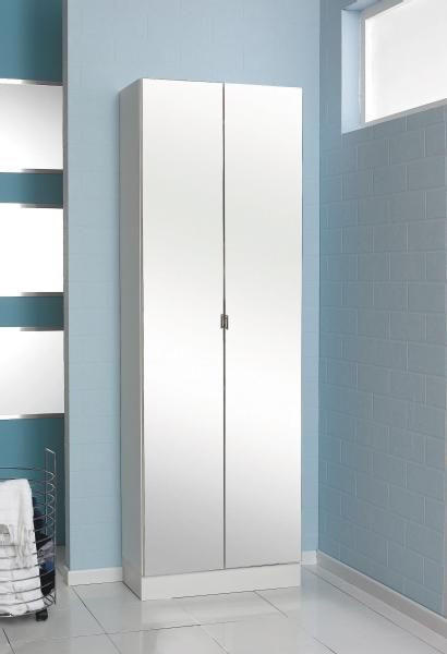 HOCHSCHRANK 65/195,5/33 cm  - Chromfarben/Weiß, Basics, Glas/Holzwerkstoff (65/195,5/33cm) - Xora