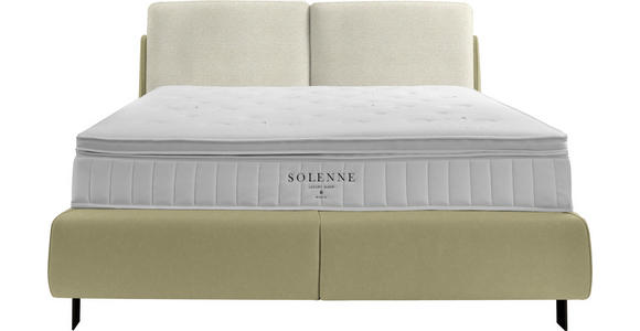 BOXSPRINGBETT 180/200 cm  in Weiß, Hellgrün  - Schwarz/Weiß, Design, Textil/Metall (180/200cm) - Johann Jakob