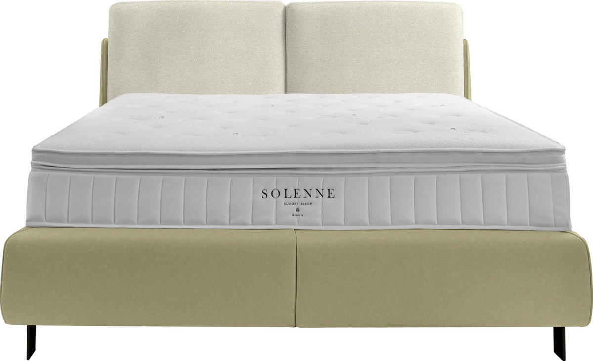 BOXSPRINGBETT 180/200 cm  in Weiß, Hellgrün  - Schwarz/Weiß, Design, Textil/Metall (180/200cm) - Johann Jakob