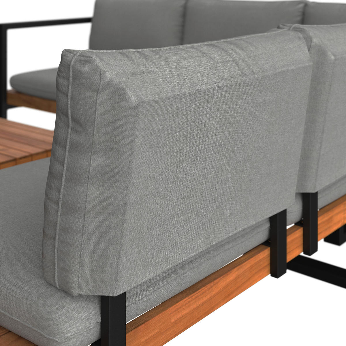LOUNGEGARNITUR 216/234 cm Akazie massiv Stahl  - Grau/Teakfarben, MODERN, Holz/Textil (216/234cm) - Ambia Garden