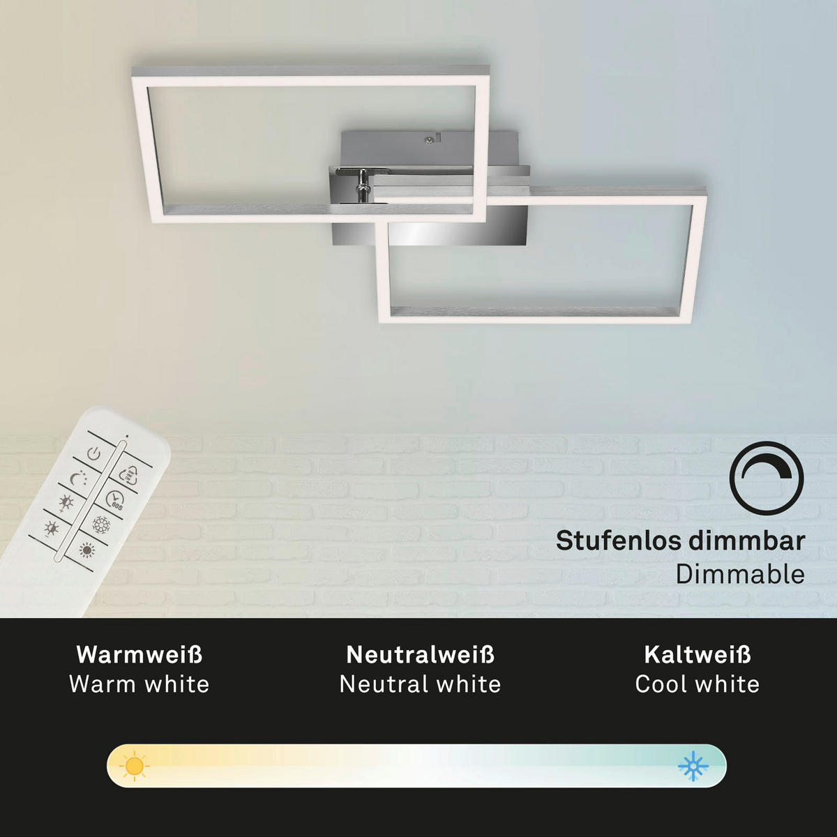 LED-DECKENLEUCHTE 50/38,8/7,8 cm   - Chromfarben, Design, Kunststoff/Metall (50/38,8/7,8cm)