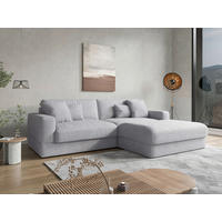 ECKSOFA FABIO E Silberfarben Cord  - Silberfarben/Schwarz, MODERN, Kunststoff/Textil (264/196cm) - Sit & More