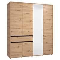 DREHTÜRENSCHRANK 6-türig Schwarz, Eiche Artisan  - Schwarz/Eiche Artisan, Basics, Glas/Holzwerkstoff (182,5/210.5/54cm) - Xora