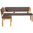 ECKBANK 155/195 cm Webstoff Braun, Eichefarben Eiche vollmassiv   - Eichefarben/Braun, KONVENTIONELL, Holz/Textil (155/195cm) - Linea Natura