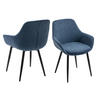 ARMLEHNSTUHL-SET 2 Stück  in Struktur  - Schwarz/Dunkelblau, MODERN, Textil/Metall (64/86/59cm) - Livetastic