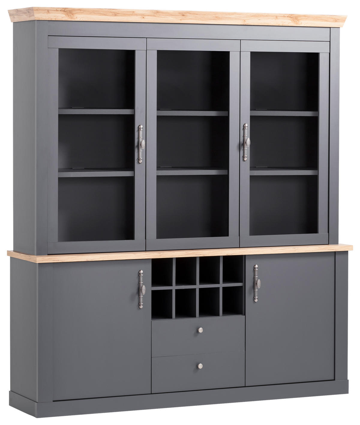 BUFFET 184/205/44 cm  in Anthrazit, Eiche Wotan  - Anthrazit/Silberfarben, Design, Holzwerkstoff/Metall (184/205/44cm) - MID.YOU