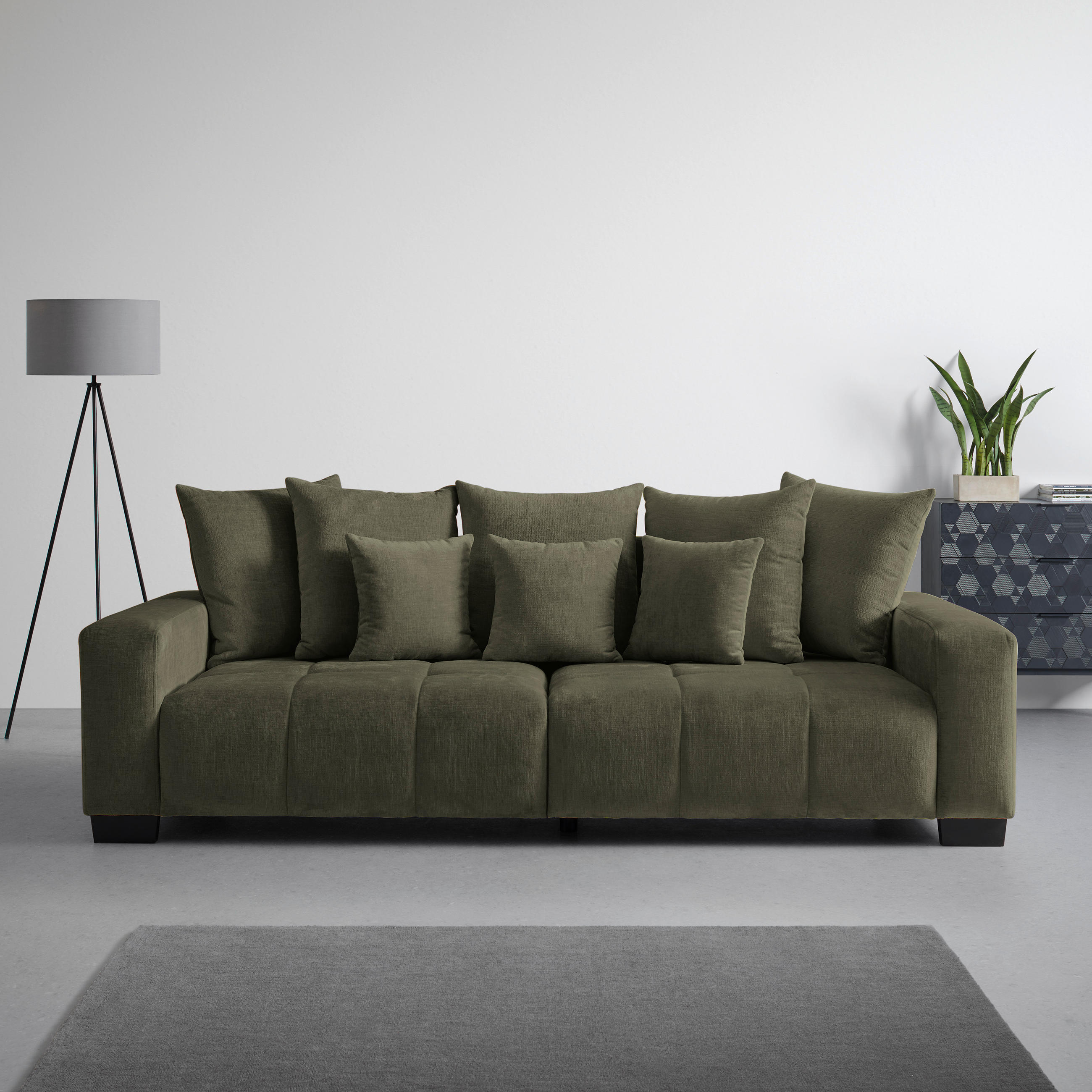 BIG SOFFA i olivgrön  - olivgrön/svart, Modern, trä (246/93/124cm) - MID.YOU