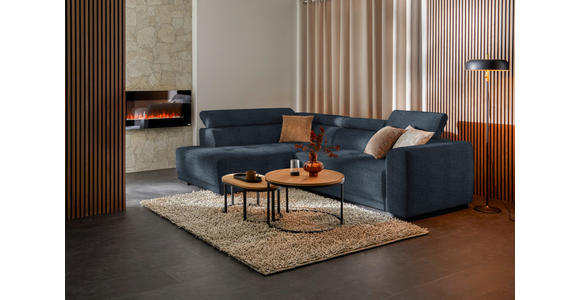 ECKSOFA in Struktur Blau 205/284 cm - Blau/Schwarz, Design, Kunststoff/Textil (205/284cm) - Xora