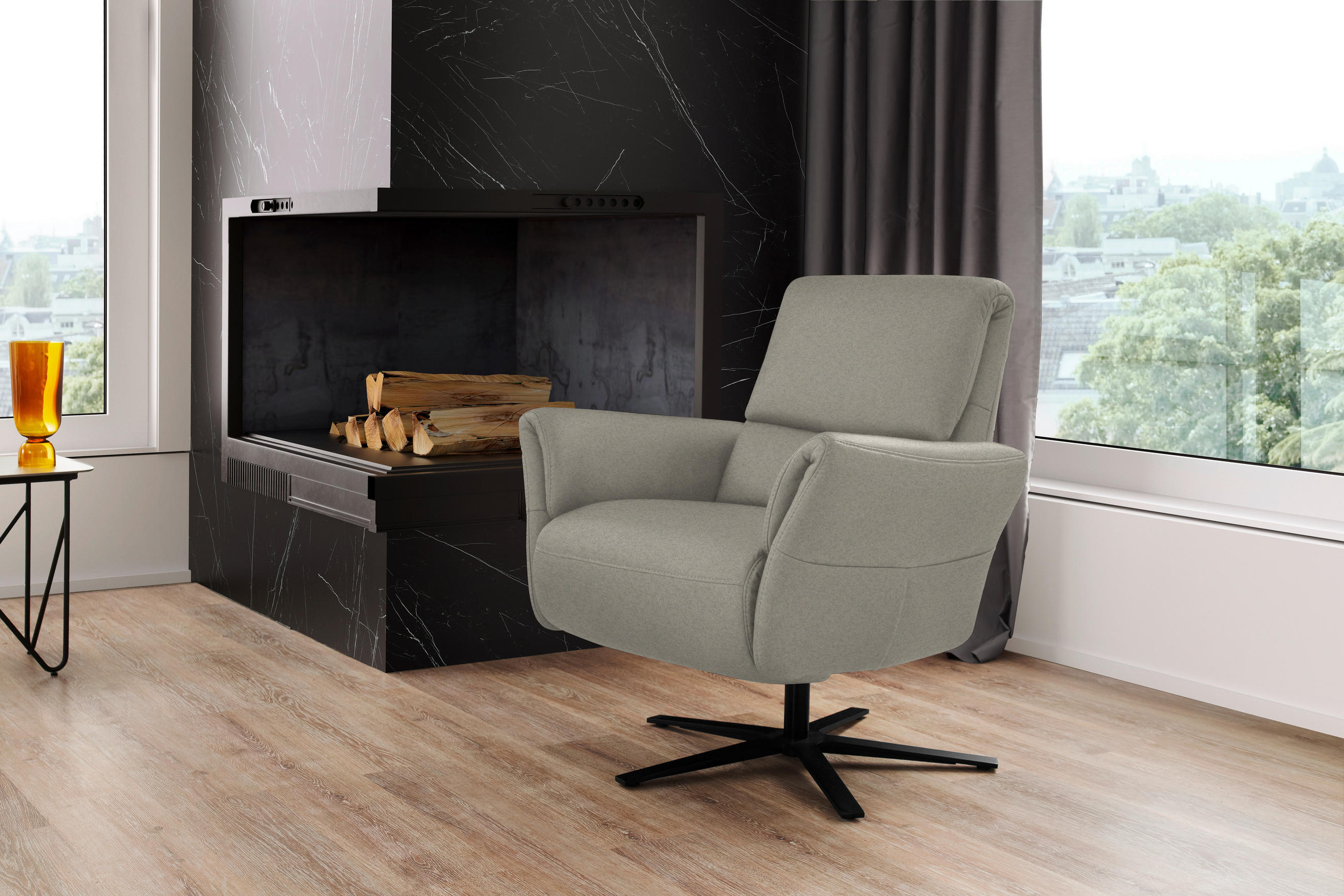 RELAXSESSEL in Leder Hellgrau  - Hellgrau/Schwarz, Design, Leder/Metall (81/118/82cm) - Schöner Wohnen
