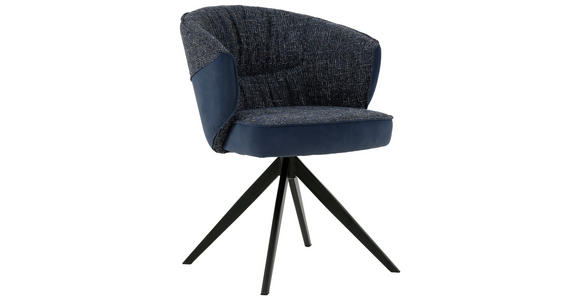 ARMLEHNSTUHL  in Eisen Webstoff, Mikrofaser  - Blau/Schwarz, Design, Textil/Metall (61/82,5/62,5cm) - Novel