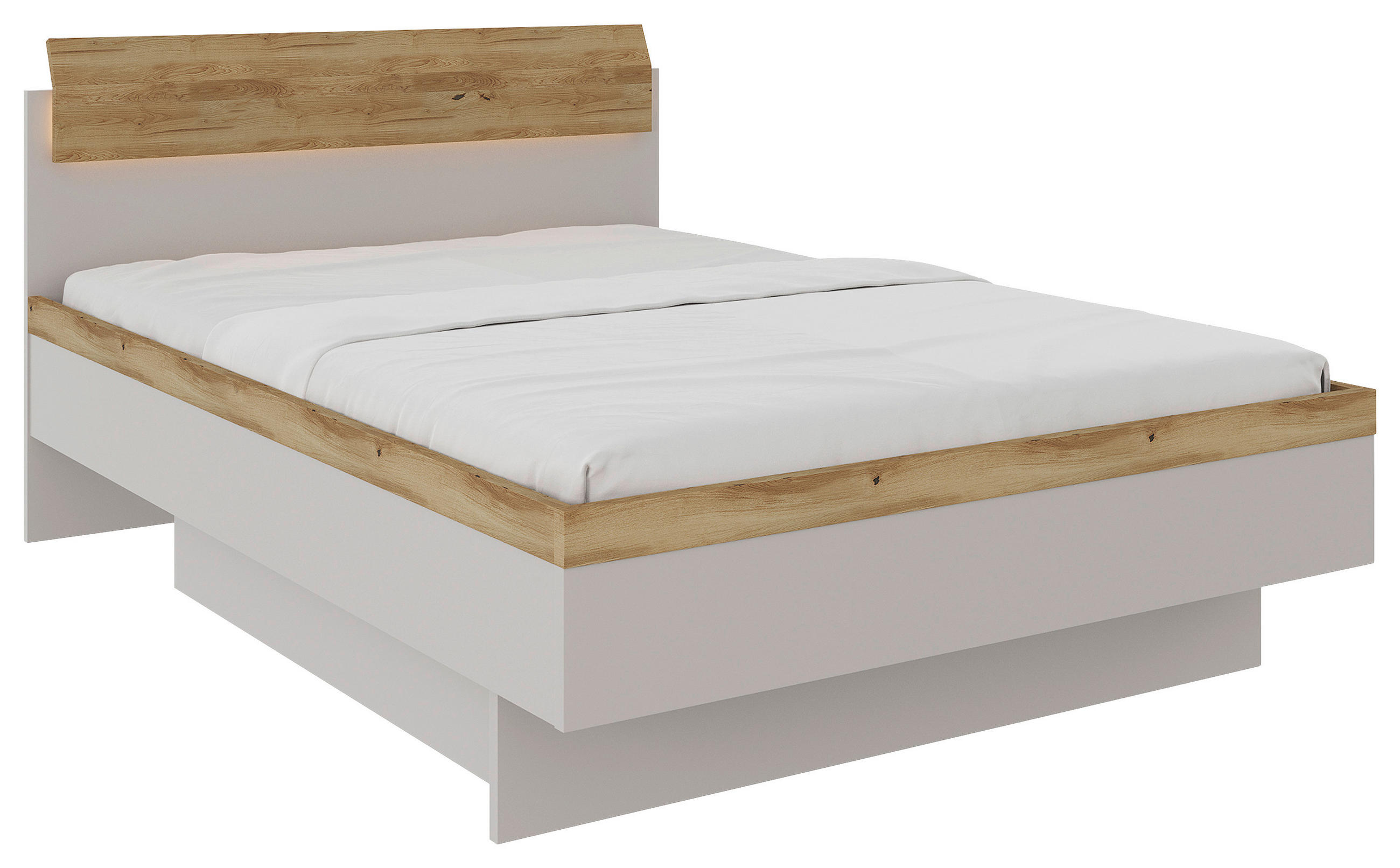 BETT 140/200 cm  in Eichefarben, Hellgrau  - Eichefarben/Hellgrau, MODERN, Holz/Holzwerkstoff (140/200cm) - Xora