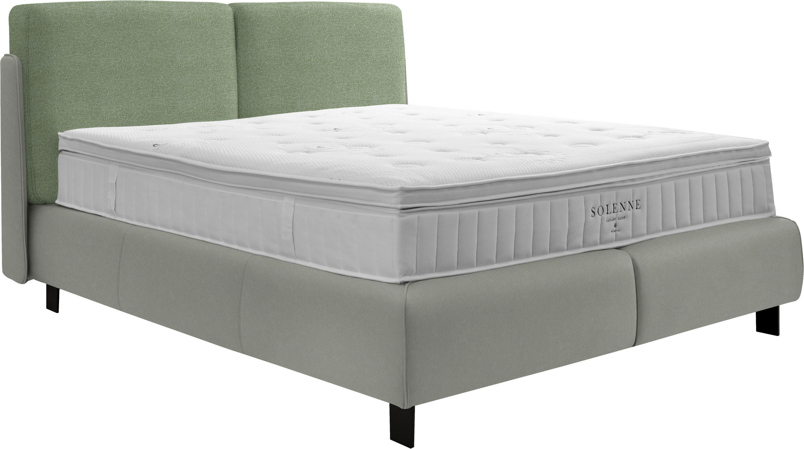 BOXSPRINGBETT 180/200 cm  Hellgrau, Mintgrün  - Hellgrau/Schwarz, Design, Textil/Metall (180/200cm) - Johann Jakob