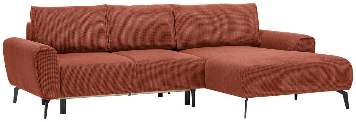 ECKSOFA in Webstoff Dunkelorange  - Dunkelorange/Schwarz, Design, Textil/Metall (272/170cm) - Welnova