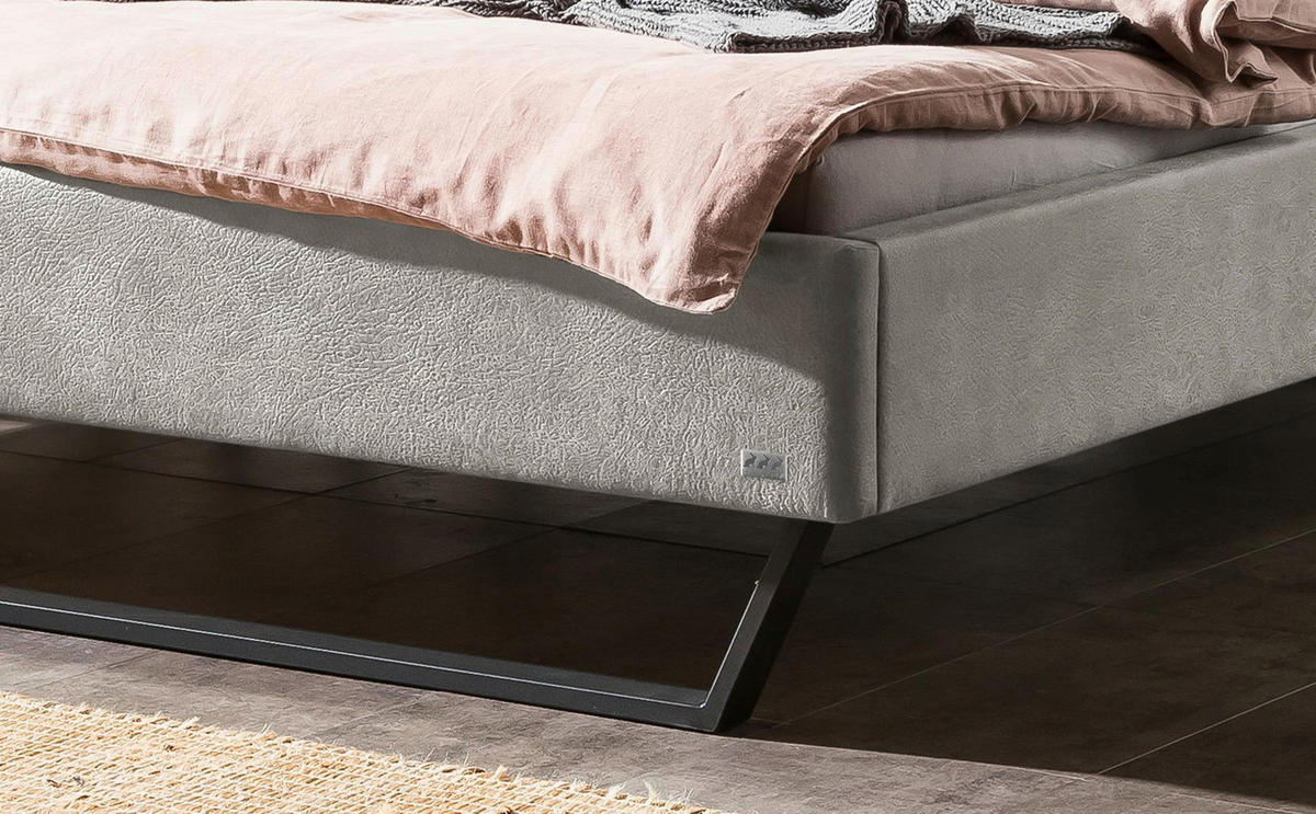 POLSTERBETT gepolstertes Kopfteil 180/200 cm  in Grau  - Anthrazit/Grau, KONVENTIONELL, Textil/Metall (180/200cm) - Hasena
