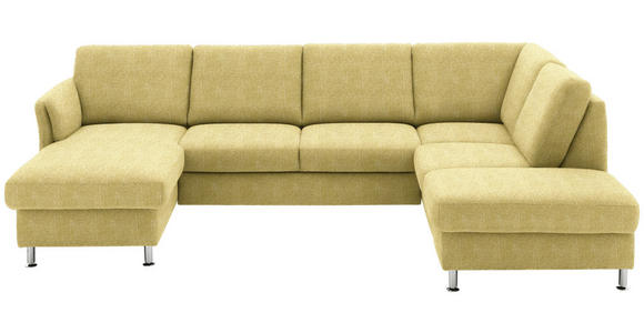 WOHNLANDSCHAFT in Flachgewebe Hellgrün, Limette - Chromfarben/Limette, KONVENTIONELL, Textil/Metall (168/305/200cm) - Voleo