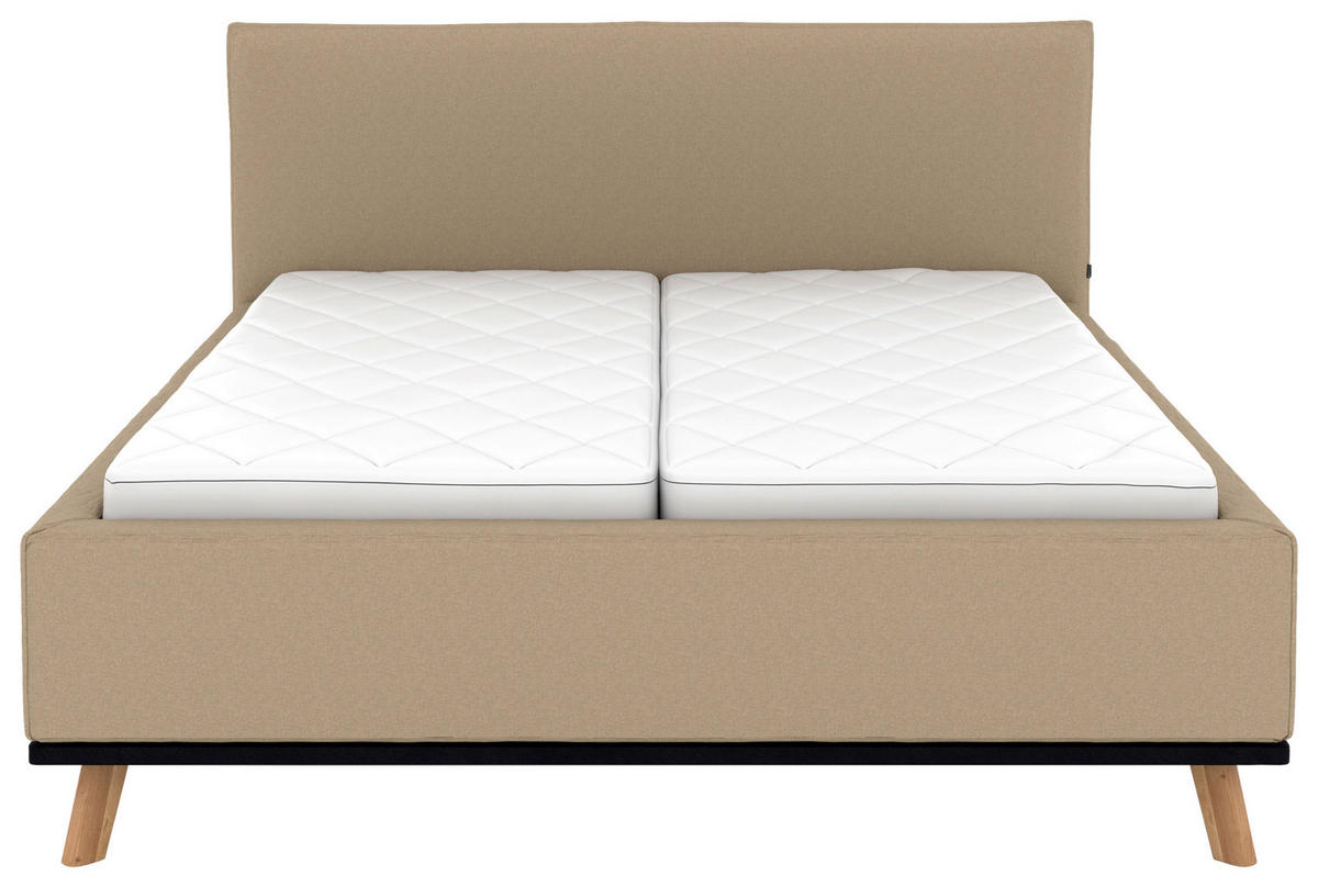 POLSTERBETT Matratze, Lattenrost, Bettkasten 180/200 cm  in Beige  - Eichefarben/Beige, Design, Holz/Textil (180/200cm) - Musterring