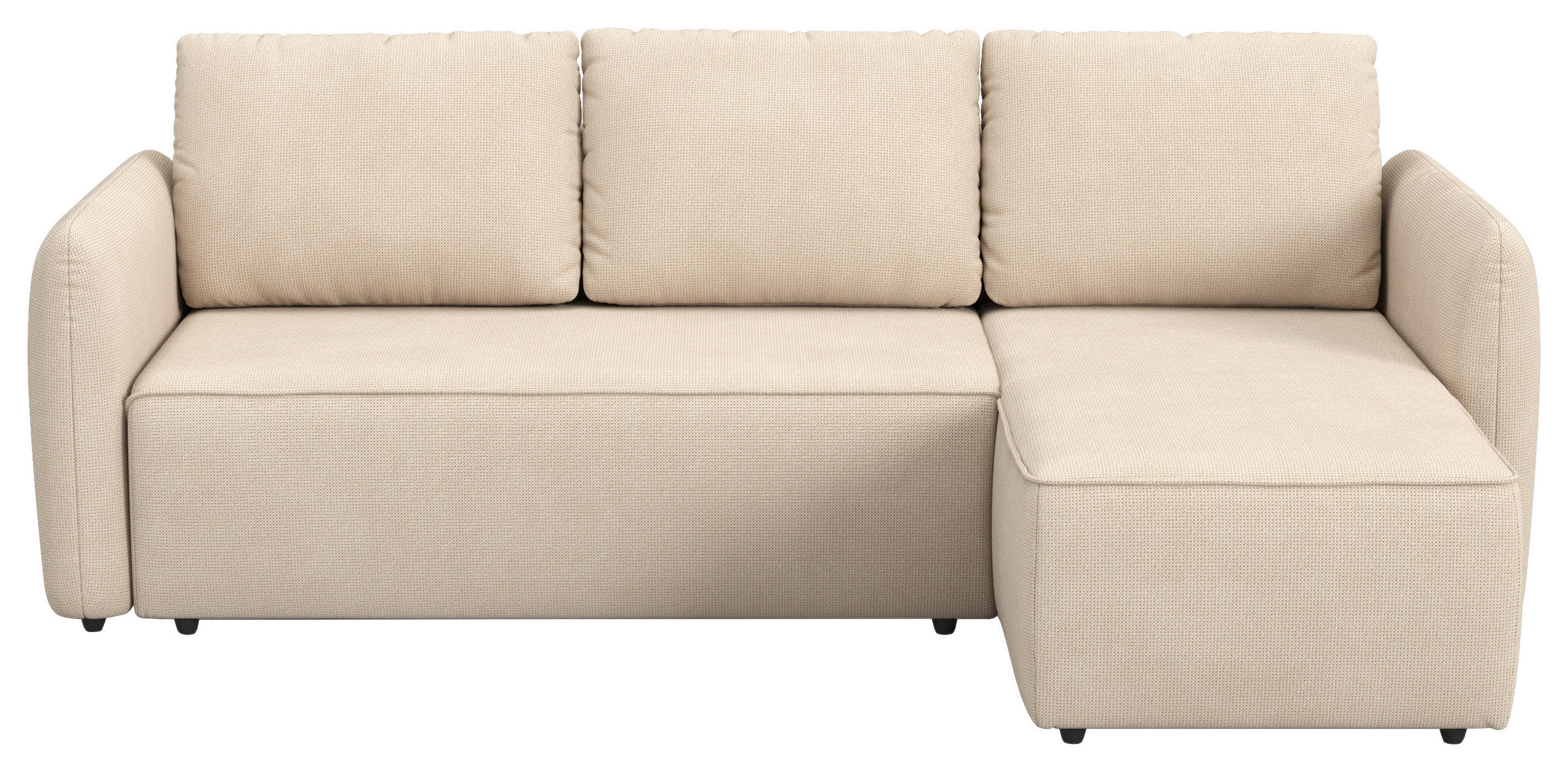 ECKSOFA Chenille Naturfarben  - Schwarz/Naturfarben, Trend, Kunststoff/Textil (239/170cm) - MID.YOU