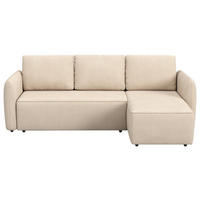 ECKSOFA Chenille Naturfarben  - Schwarz/Naturfarben, Trend, Kunststoff/Textil (239/170cm) - MID.YOU