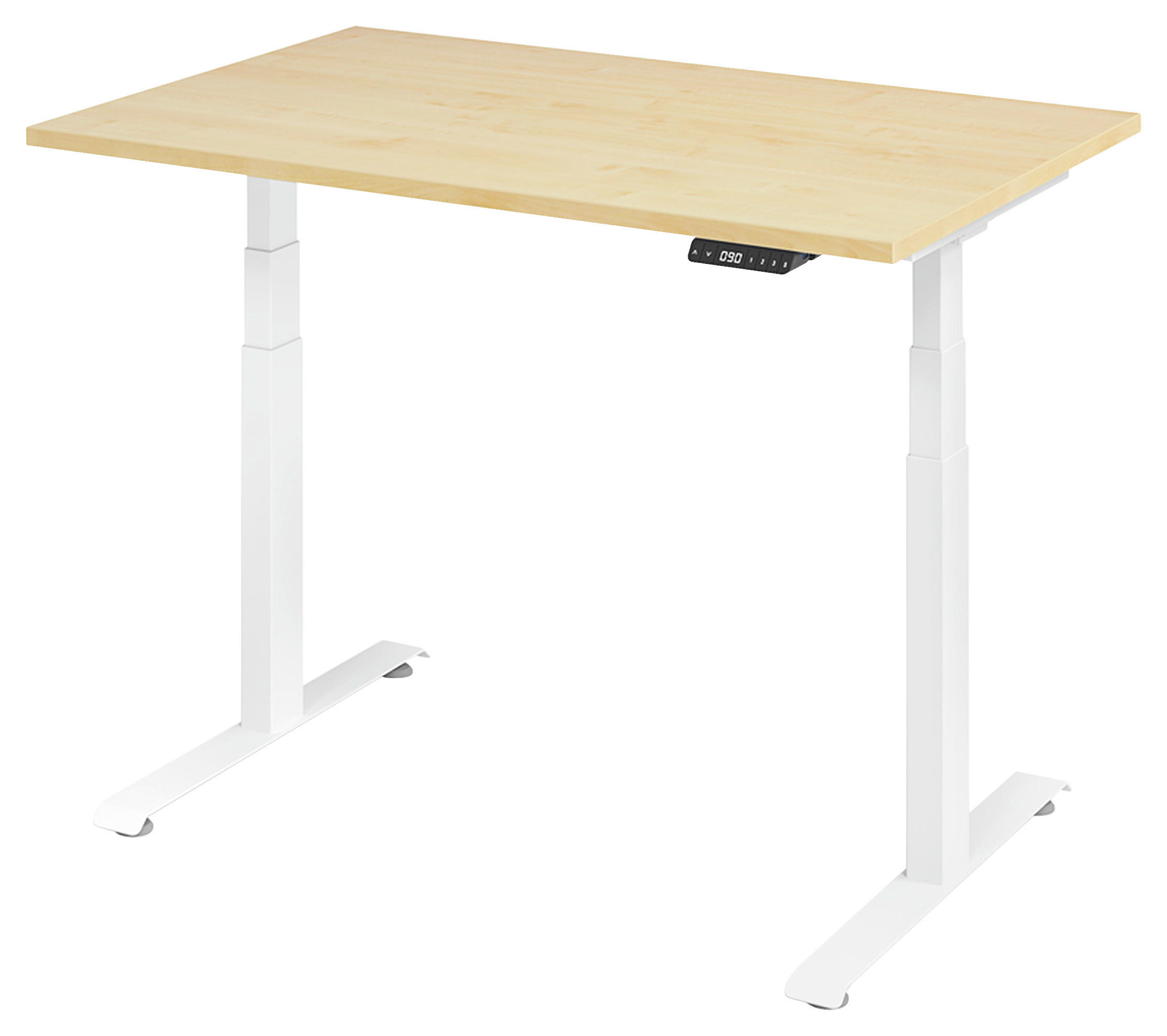 SCHREIBTISCH 140/80/64,5-129,5 cm Weiß, Ahornfarben elektrisch höhenverstellbar  - Ahornfarben/Weiß, KONVENTIONELL, Holzwerkstoff/Metall (140/80/64,5-129,5cm) - Venda