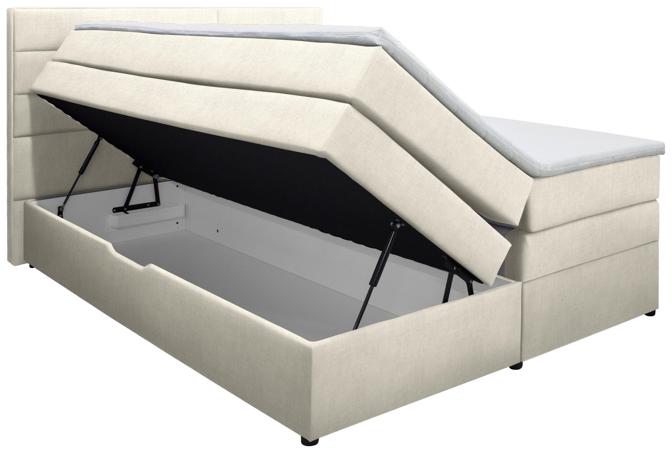BOXSPRINGBETT 180/200 cm  in Creme  - Wengefarben/Creme, KONVENTIONELL, Holz/Textil (180/200cm) - Carryhome