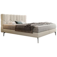 BOXSPRINGBETT 180/200 cm  in Creme  - Creme/Schwarz, Design, Leder/Textil (180/200cm) - Esposa