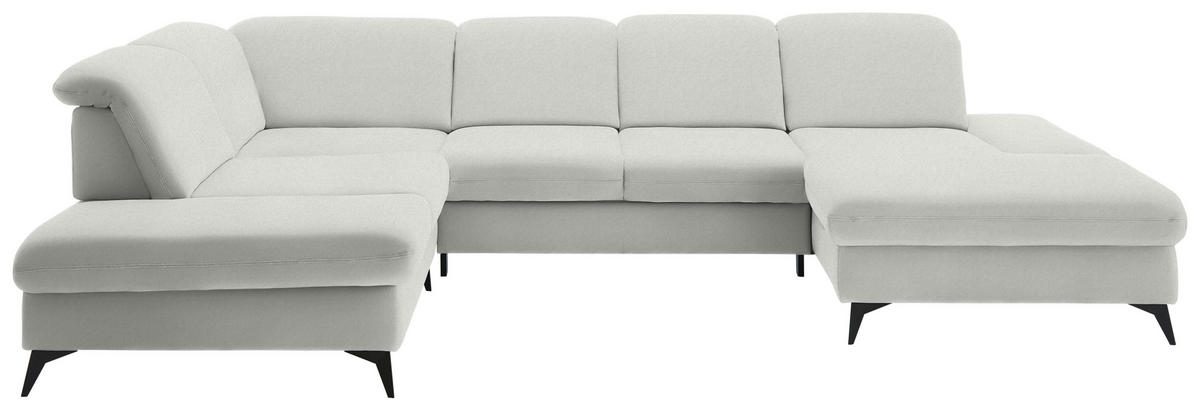 WOHNLANDSCHAFT Chenille Ecru  - Ecru/Schwarz, Design, Textil/Metall (255/364/198cm) - Beldomo Style