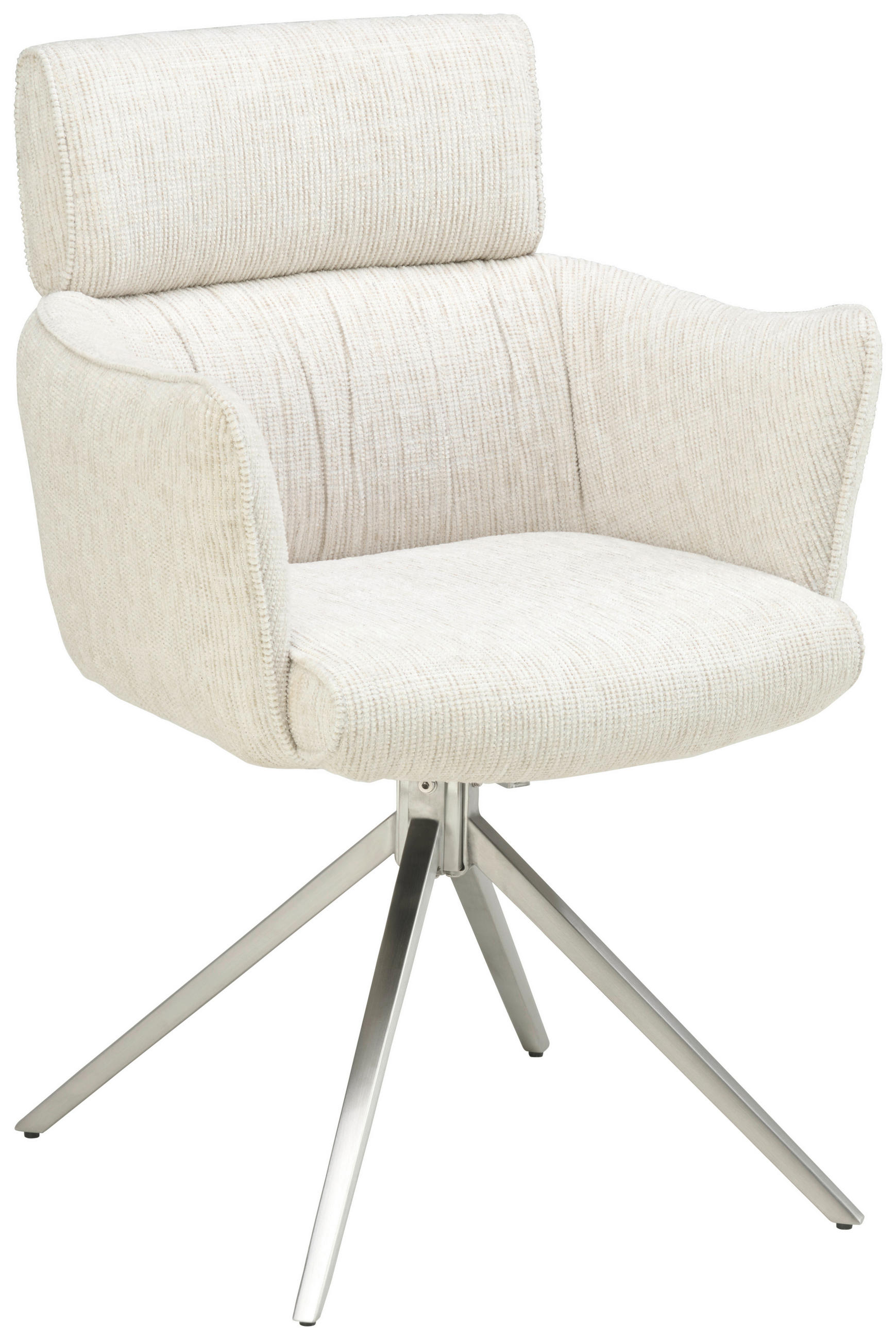 ARMLEHNSTUHL  in Edelstahl Mikrofaser  - Edelstahlfarben/Beige, KONVENTIONELL, Textil/Metall (61/89/63cm) - Livetastic