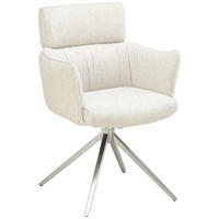 ARMLEHNSTUHL  in Edelstahl Mikrofaser  - Edelstahlfarben/Beige, KONVENTIONELL, Textil/Metall (61/89/63cm) - Livetastic