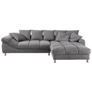 SEDEŽNA GARNITURA siva tekstil - siva/krom, Design, kovina/tekstil (337/228cm) - HOM`IN