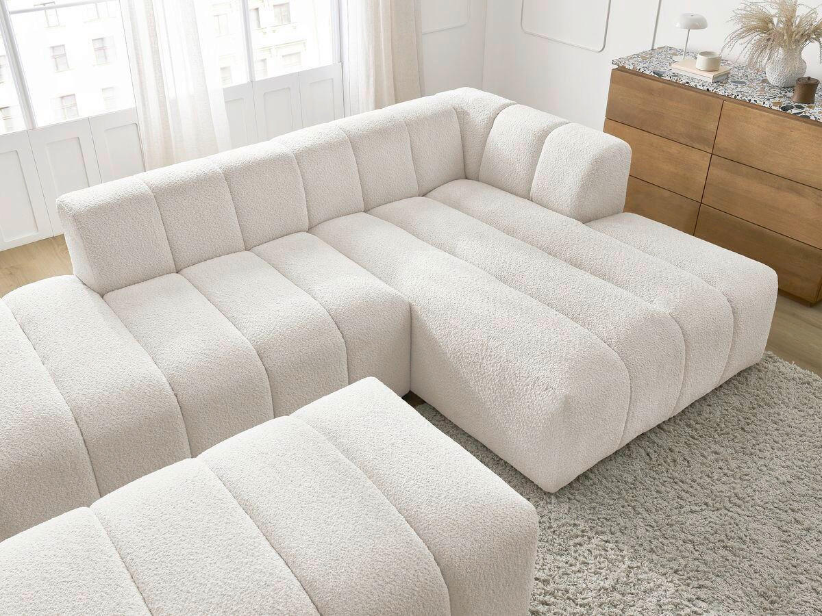 ECKSOFA  ANNECY Weiß Bouclé  - Schwarz/Weiß, MODERN, Kunststoff/Textil (262/170cm)