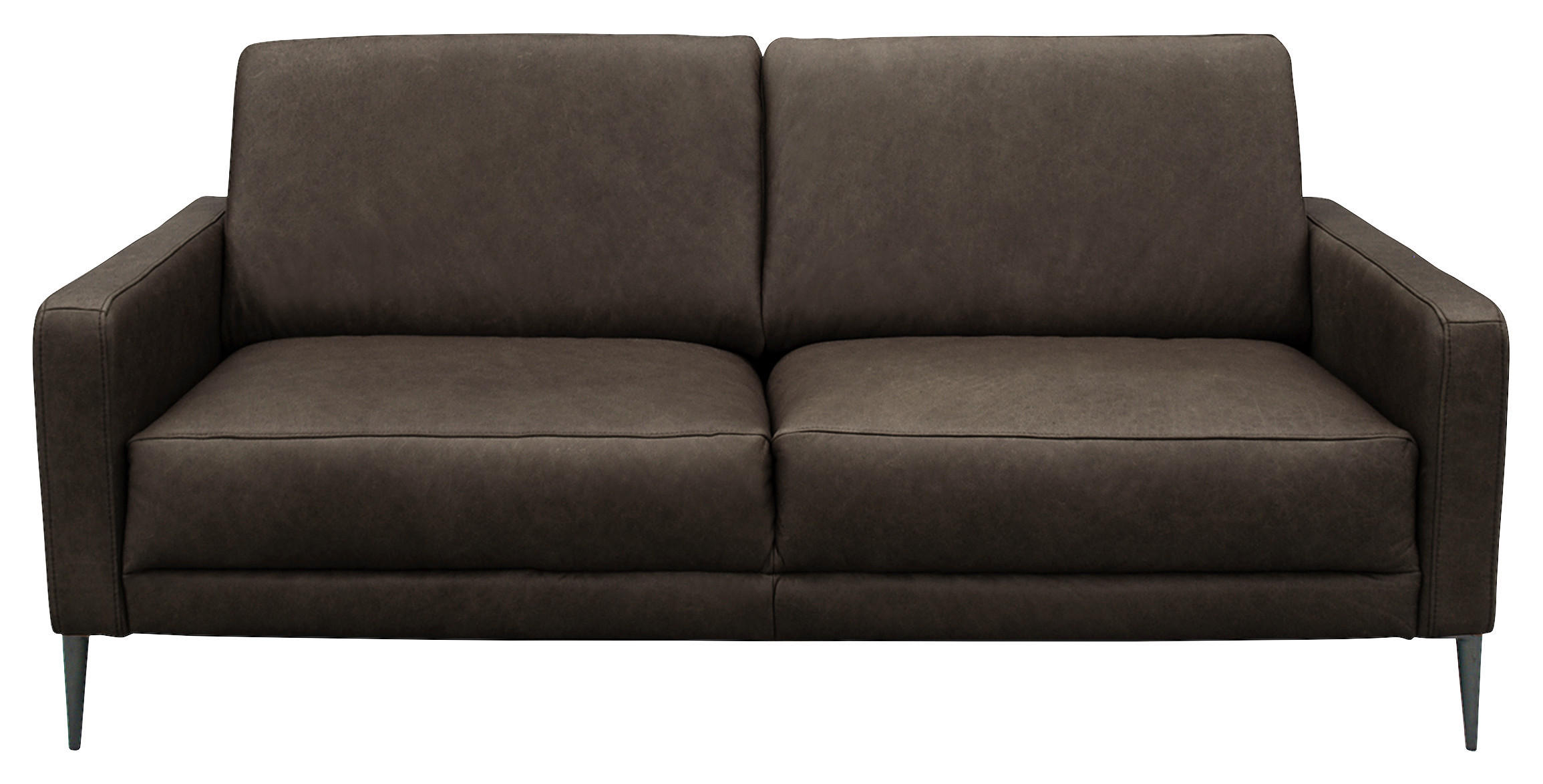 2-SITZER-SOFA in Leder Fango  - Fango/Schwarzchrom, Design, Leder/Metall (157/85/92cm) - Livetastic