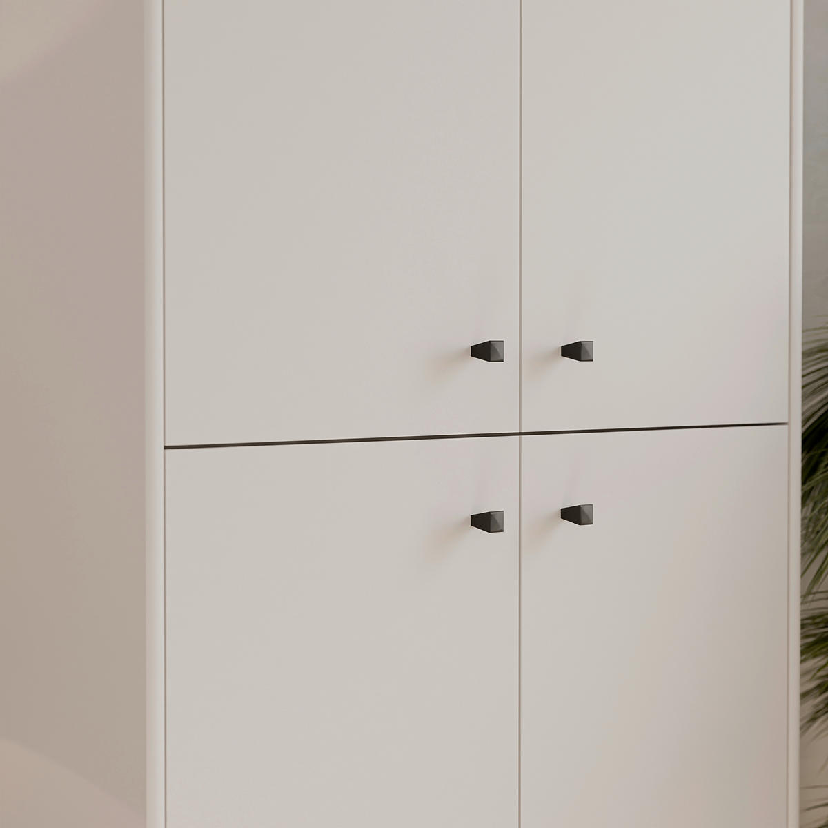 DREHTÜRENSCHRANK 73,7/216,7/34,8 cm,  in Sandfarben, 4 Tür(en)  - Sandfarben/Schwarz, Design, Holzwerkstoff/Kunststoff (73,7/216,7/34,8cm)