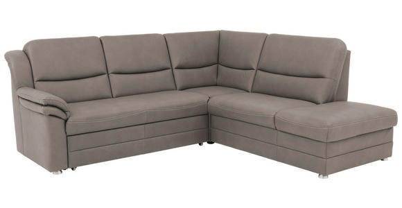ECKSOFA Grau Mikrofaser - Beige/Alufarben, KONVENTIONELL, Textil/Metall (239/219cm) - Carryhome
