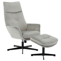 POČIVALNIK S PODNOŽNIKOM,  siva, črna kovina, tekstil - črna/siva, Design, kovina/tekstil (74/108/84cm) - Hom`in